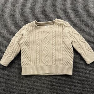 Baby Gap Cotton Sweater Sz 12-18 Months Infant Cream Cable Knit Pullover Unisex